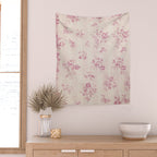 Elegant blush pink white rustic floral vintage stripes Wall Tapestry Gallery Image 2