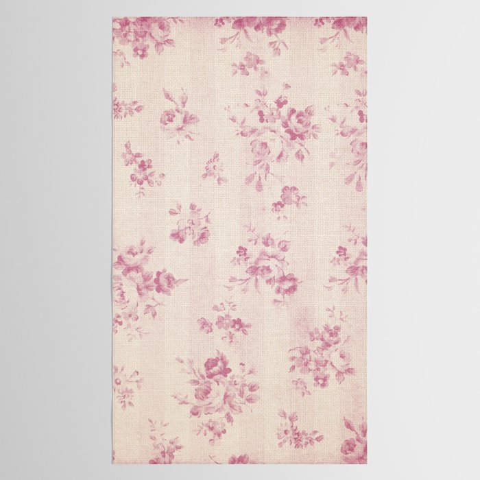 Elegant blush pink white rustic floral vintage stripes Tablecloth Gallery Image 2