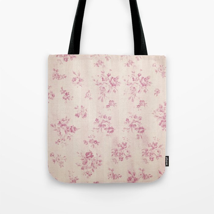 Elegant blush pink white rustic floral vintage stripes Tote Bag Gallery Image 1