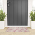 Elegant blush pink white rustic floral vintage stripes Welcome Mat Gallery Image 3