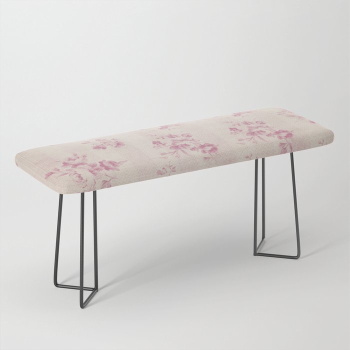 Elegant blush pink white rustic floral vintage stripes Bench Gallery Image 1