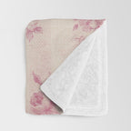 Elegant blush pink white rustic floral vintage stripes Throw Blanket Gallery Image 3