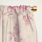 Elegant blush pink white rustic floral vintage stripes Window Curtain Gallery Image 2