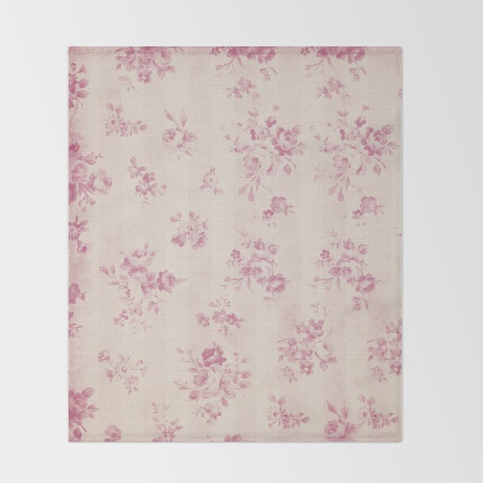 Elegant blush pink white rustic floral vintage stripes Throw Blanket Gallery Image 2
