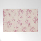 Elegant blush pink white rustic floral vintage stripes Welcome Mat Gallery Image 1