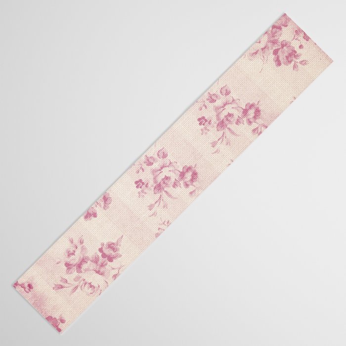 Elegant blush pink white rustic floral vintage stripes Table Runner Gallery Image 3