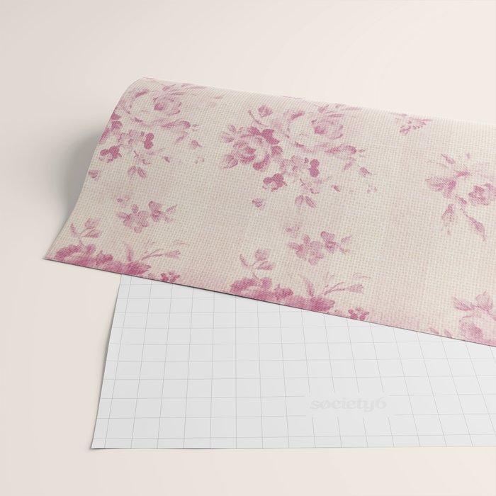 Elegant blush pink white rustic floral vintage stripes Wrapping Paper Gallery Image 2