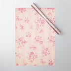 Elegant blush pink white rustic floral vintage stripes Wrapping Paper Gallery Image 1