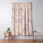Elegant blush pink white rustic floral vintage stripes Window Curtain Gallery Image 5