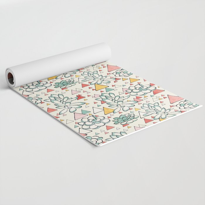 Succulent and triangles seamless pattern Yoga Mat Gallery Image 2