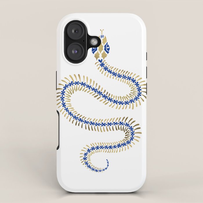 Snake Skeleton - Navy & Gold Palette iPhone Case Gallery Image 1