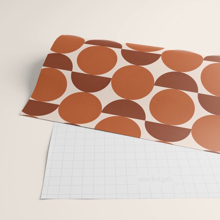Vintage Mid-century Modern Abstract Geometric Shapes in Burnt Orange Pattern Wrapping Paper Gallery Image 2