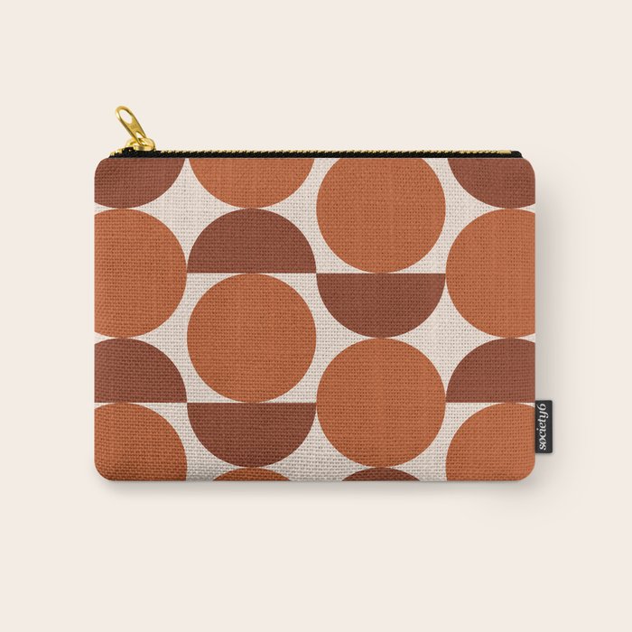 Vintage Mid-century Modern Abstract Geometric Shapes in Burnt Orange Pattern Carry All Pouch Gallery Image 1