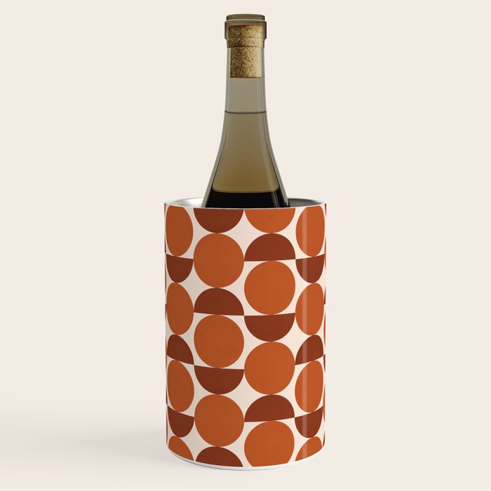 Vintage Mid-century Modern Abstract Geometric Shapes in Burnt Orange Pattern Wine Chiller Gallery Image 1