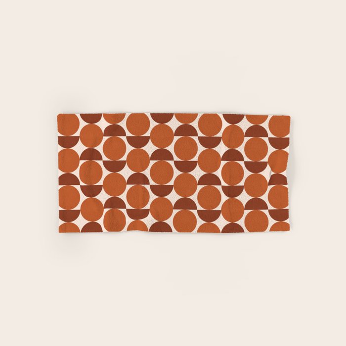 Vintage Mid-century Modern Abstract Geometric Shapes in Burnt Orange Pattern Bath Towel Gallery Image 1