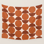 Vintage Mid-century Modern Abstract Geometric Shapes in Burnt Orange Pattern Wall Tapestry Gallery Image 4