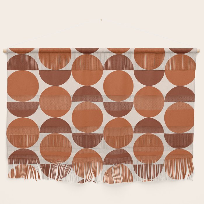 Vintage Mid-century Modern Abstract Geometric Shapes in Burnt Orange Pattern Wall Hanging Gallery Image 1