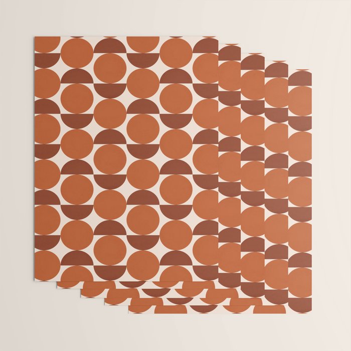 Vintage Mid-century Modern Abstract Geometric Shapes in Burnt Orange Pattern Wrapping Paper Gallery Image 3