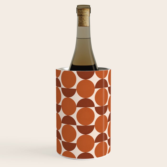 Vintage Mid-century Modern Abstract Geometric Shapes in Burnt Orange Pattern Wine Chiller Gallery Image 3