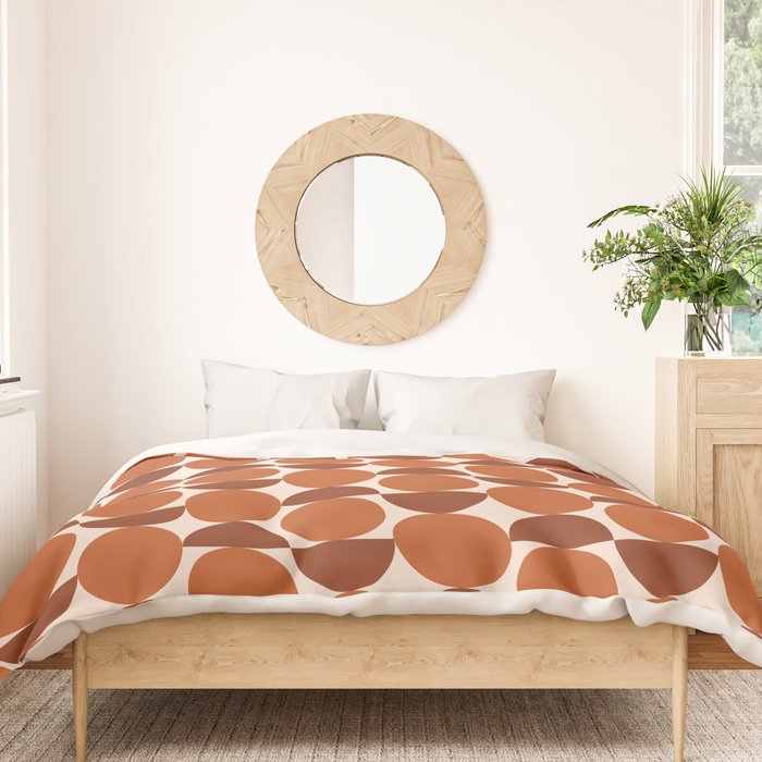 Vintage Mid-century Modern Abstract Geometric Shapes in Burnt Orange Pattern Duvet Cover Gallery Image 3