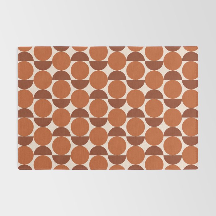 Vintage Mid-century Modern Abstract Geometric Shapes in Burnt Orange Pattern Rug Gallery Image 2