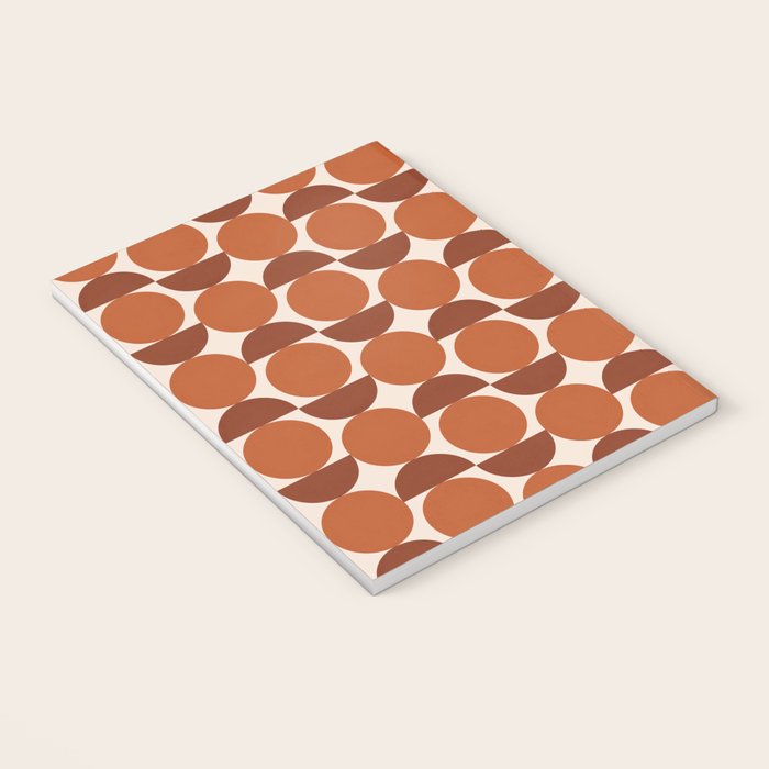 Vintage Mid-century Modern Abstract Geometric Shapes in Burnt Orange Pattern Notebook Gallery Image 3