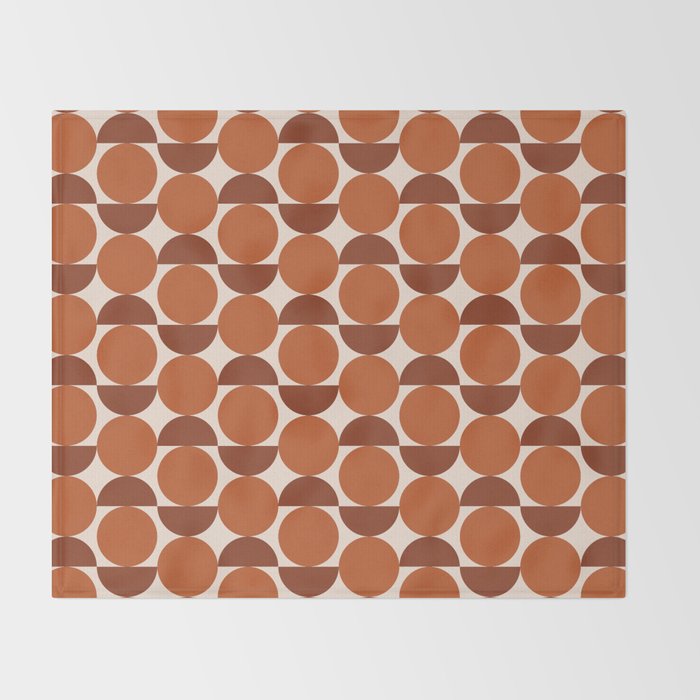 Vintage Mid-century Modern Abstract Geometric Shapes in Burnt Orange Pattern Throw Blanket Gallery Image 2