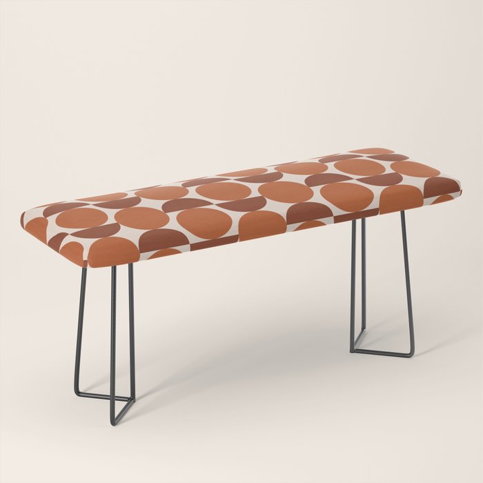 Vintage Mid-century Modern Abstract Geometric Shapes in Burnt Orange Pattern Bench Gallery Image 1