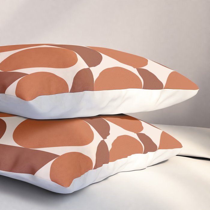 Vintage Mid-century Modern Abstract Geometric Shapes in Burnt Orange Pattern Pillow Sham Gallery Image 3