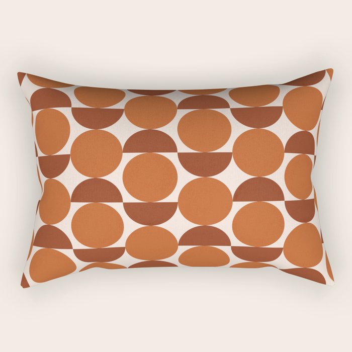 Vintage Mid-century Modern Abstract Geometric Shapes in Burnt Orange Pattern Rectangular Pillow Gallery Image 1