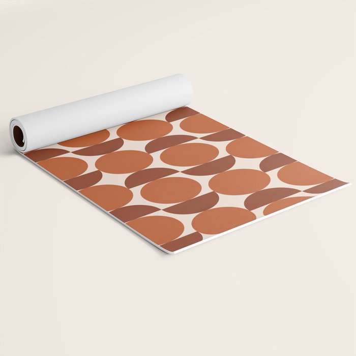 Vintage Mid-century Modern Abstract Geometric Shapes in Burnt Orange Pattern Yoga Mat Gallery Image 2