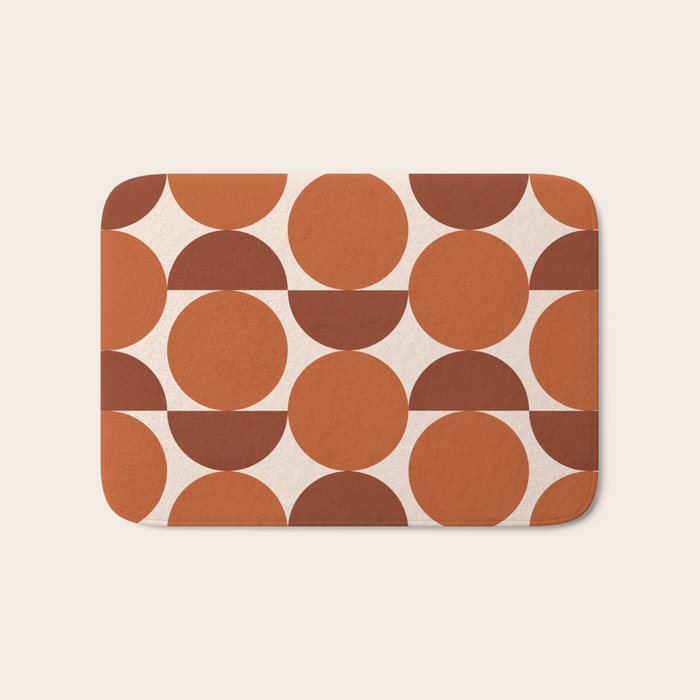 Vintage Mid-century Modern Abstract Geometric Shapes in Burnt Orange Pattern Bath Mat Gallery Image 1