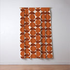 Vintage Mid-century Modern Abstract Geometric Shapes in Burnt Orange Pattern Window Curtain Gallery Image 3