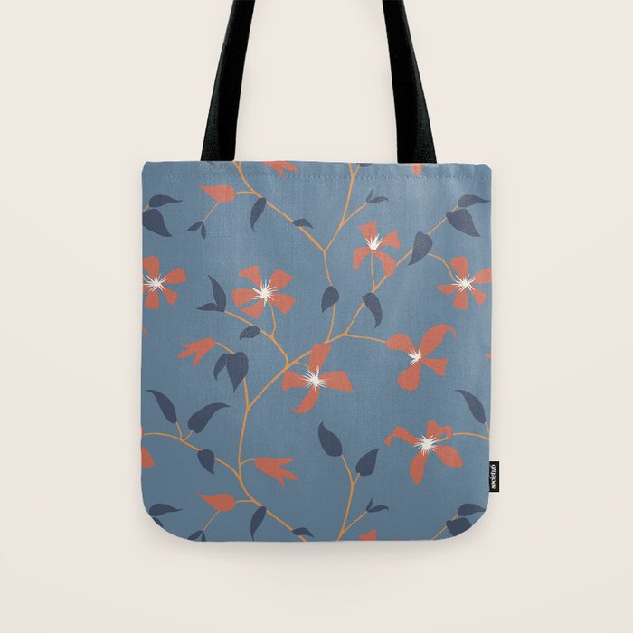 Floral Clematis Vine - Indigo Sunset Tote Bag Gallery Image 1