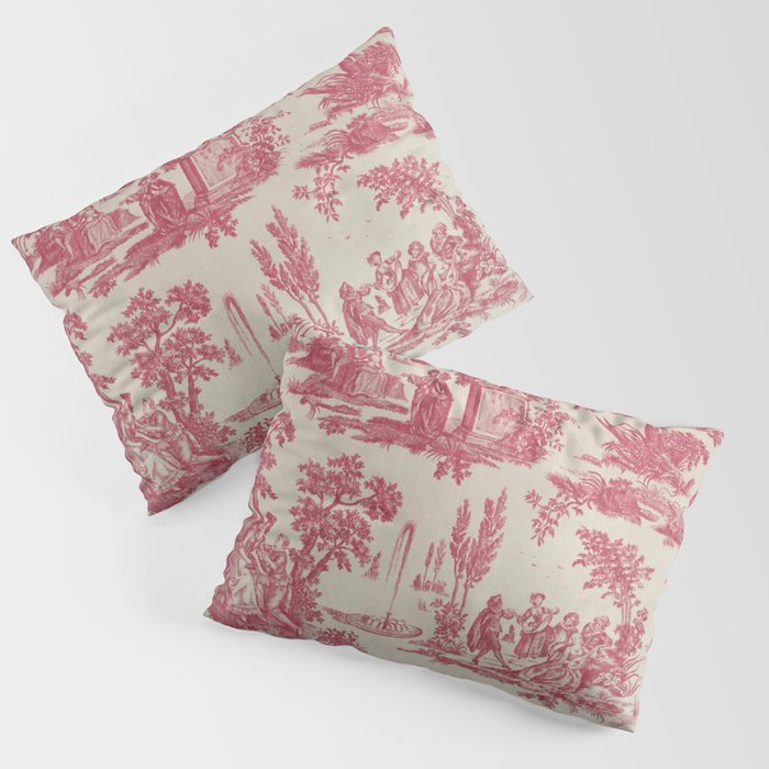Antique 19th Century Romantic Pastoral French Toile de Jouy Pillow Sham Gallery Image 3