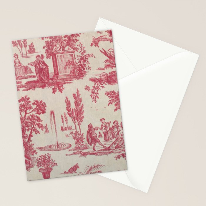 Antique 19th Century Romantic Pastoral French Toile de Jouy Stationery Card Gallery Image 2