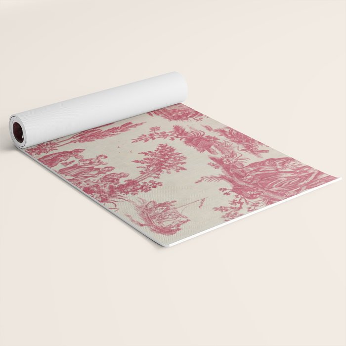 Antique 19th Century Romantic Pastoral French Toile de Jouy Yoga Mat Gallery Image 2