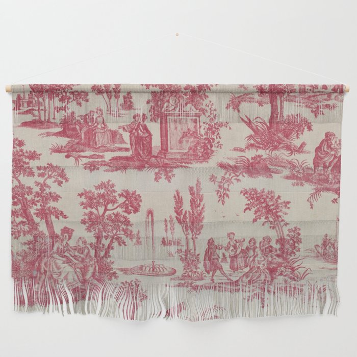 Antique 19th Century Romantic Pastoral French Toile de Jouy Wall Hanging Gallery Image 1