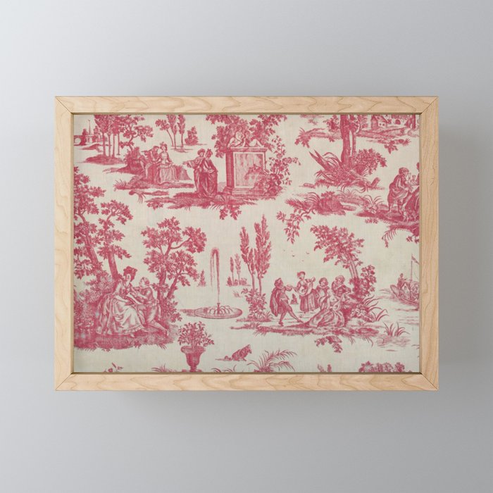 Antique 19th Century Romantic Pastoral French Toile de Jouy Mini Art Print Gallery Image 1