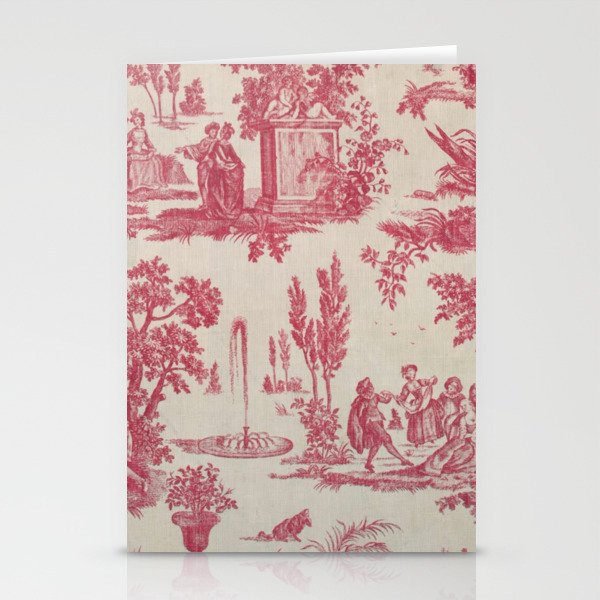 Antique 19th Century Romantic Pastoral French Toile de Jouy Stationery Card Gallery Image 1