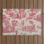 Antique 19th Century Romantic Pastoral French Toile de Jouy Outdoor Rug Gallery Image 1