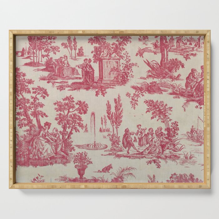 Antique 19th Century Romantic Pastoral French Toile de Jouy Serving Tray Gallery Image 1