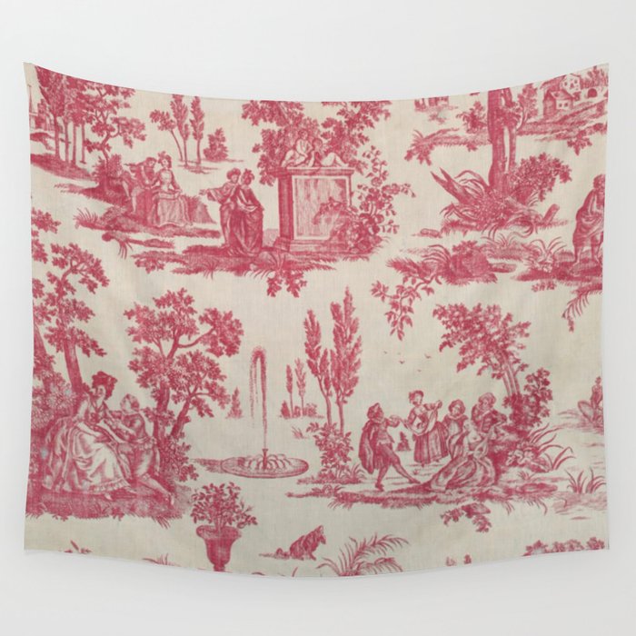 Antique 19th Century Romantic Pastoral French Toile de Jouy Wall Tapestry Gallery Image 4