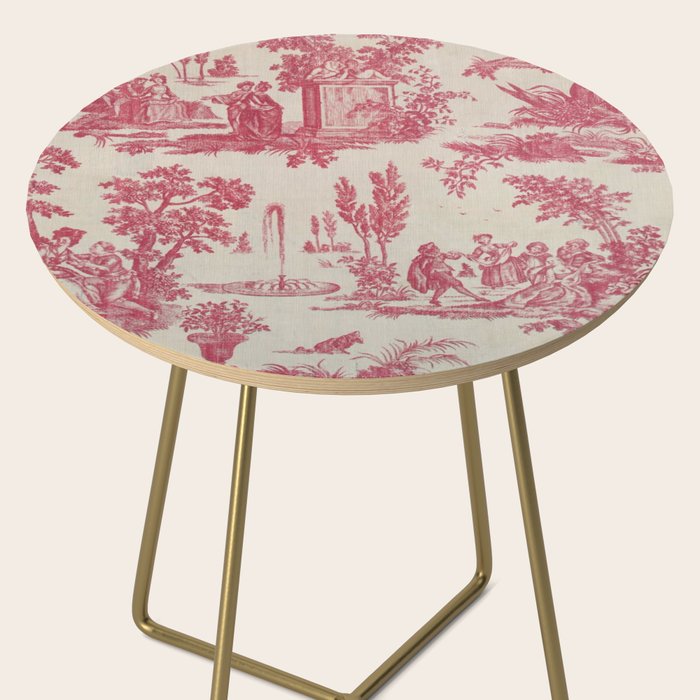 Antique 19th Century Romantic Pastoral French Toile de Jouy Side Table Gallery Image 2