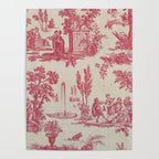 Antique 19th Century Romantic Pastoral French Toile de Jouy Poster Gallery Image 4