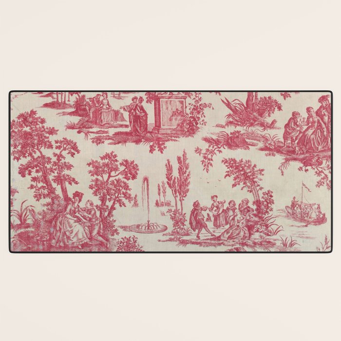 Antique 19th Century Romantic Pastoral French Toile de Jouy Desk Mat Gallery Image 3