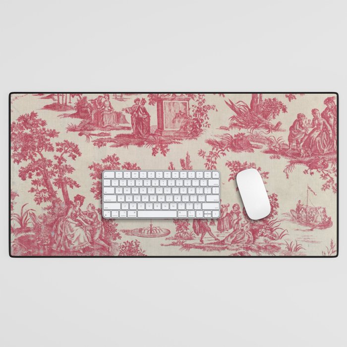 Antique 19th Century Romantic Pastoral French Toile de Jouy Desk Mat Gallery Image 1