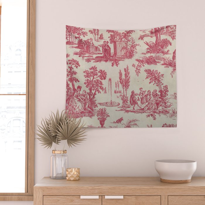 Antique 19th Century Romantic Pastoral French Toile de Jouy Wall Tapestry Gallery Image 2