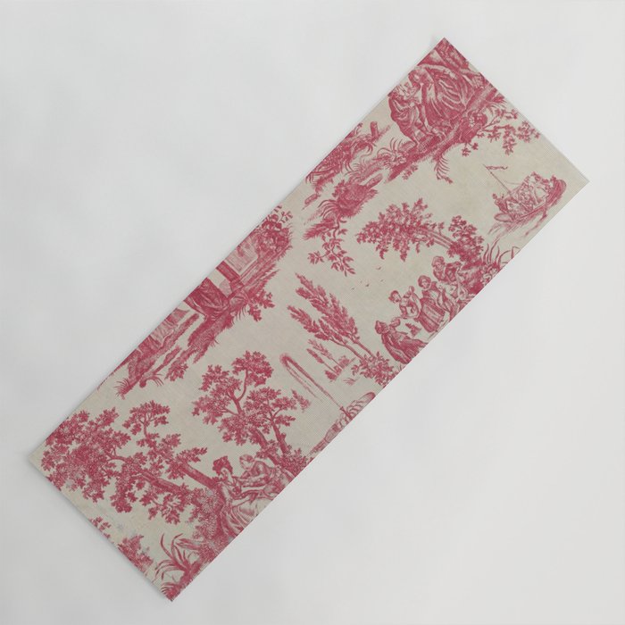 Antique 19th Century Romantic Pastoral French Toile de Jouy Yoga Mat Gallery Image 1