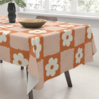 Flower Checker in Burnt Orange  Tablecloth Gallery Image 3
